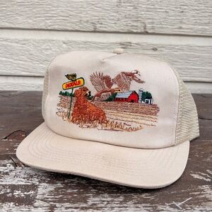 vintage DEKALB Ducks embroidered farming hat K PRODUCTS mesh beige